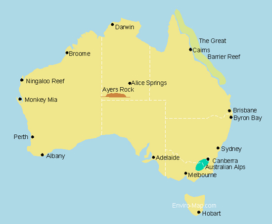 This map of Australia shows